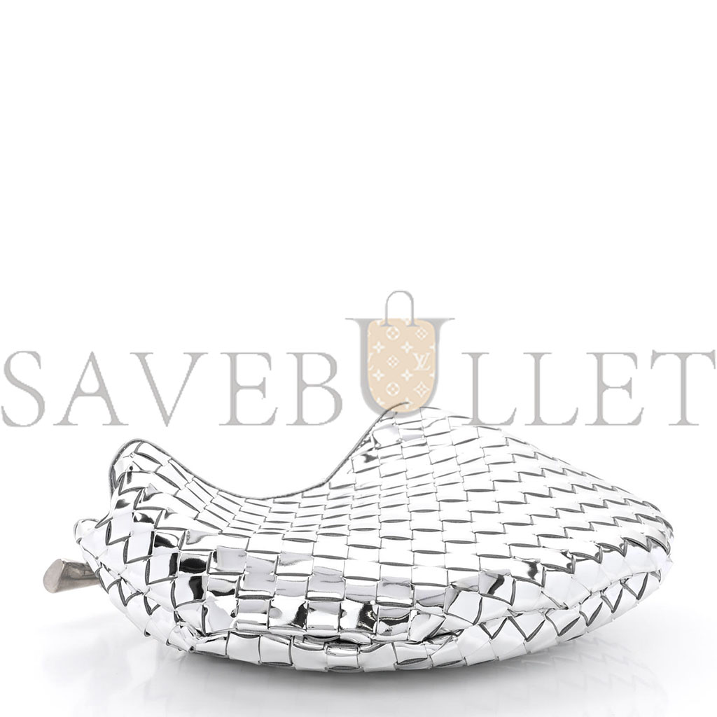 bo*te*ga Ve*ne*ta mirror laminated nappa intrecciato sardine bag silver (33*24*3cm)